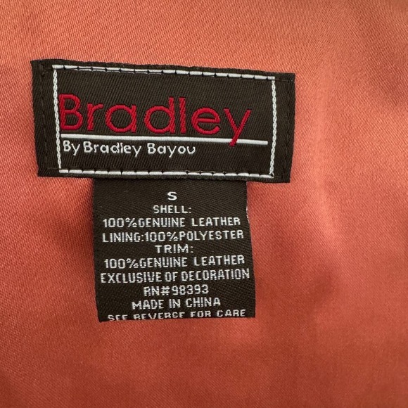 Vintage Leather Blazer Jacket Textured Size S Bradley Bayou Coral Pink - Picture 7 of 9